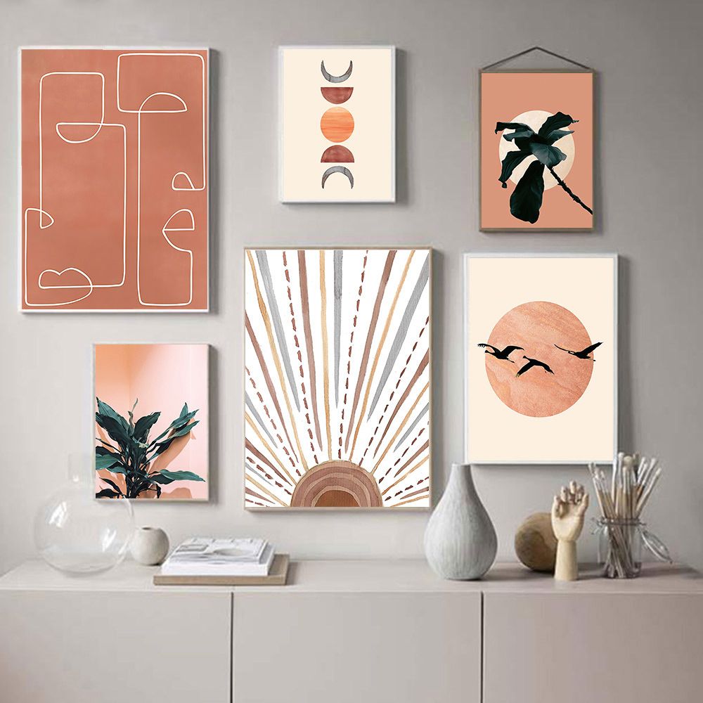 Abstract Landscape Wall Art Sun Moon Canvas Painting Modern Geometric  Poster Terracotta Prints Wall Picture Living Room Decor – Buy Creative Canvas  Art Prints,Wall Pictures For Living Room,Poster Canvas Oil Painting Product Throughout Abstract Terracotta Landscape Wall Art (View 10 of 15)