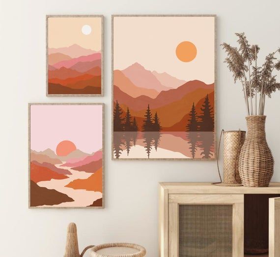 Abstract Mountain Printable Wall Art Boho Landscape Prints – Etsy | Arte De  Pared Imprimible, Abstracto, Impresion Fotos With Abstract Terracotta Landscape Wall Art (View 8 of 15)