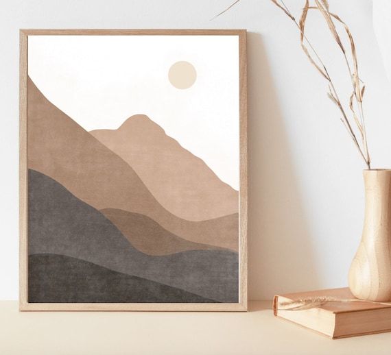Abstract Mountains Print Landscape Art Print Boho Wall Art – Etsy Regarding Mountains And Hills Wall Art (View 4 of 15)