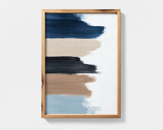 Abstract Painting Navy Blue Wall Art Light Blue Wall Art Black – Etsy France With Soft Blue Wall Art (View 13 of 15)