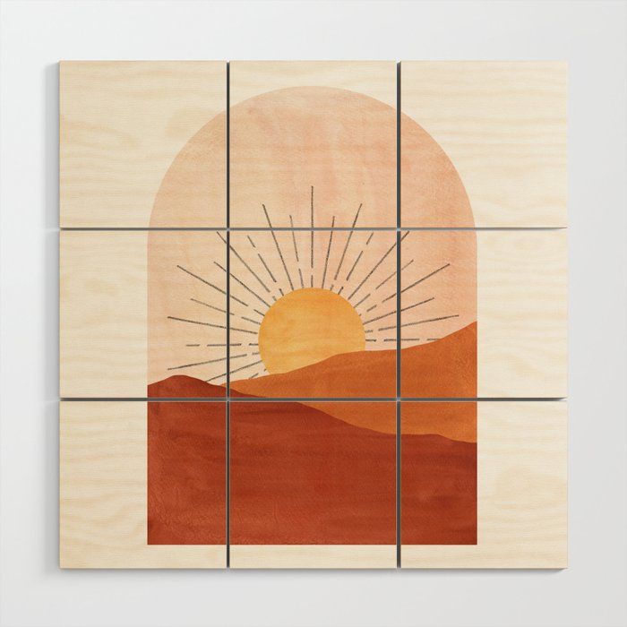 Abstract Terracotta Landscape, Sun And Desert, Sunrise #1 Wood Wall Art Whales Way | Society6 Intended For Abstract Terracotta Landscape Wall Art (View 3 of 15)