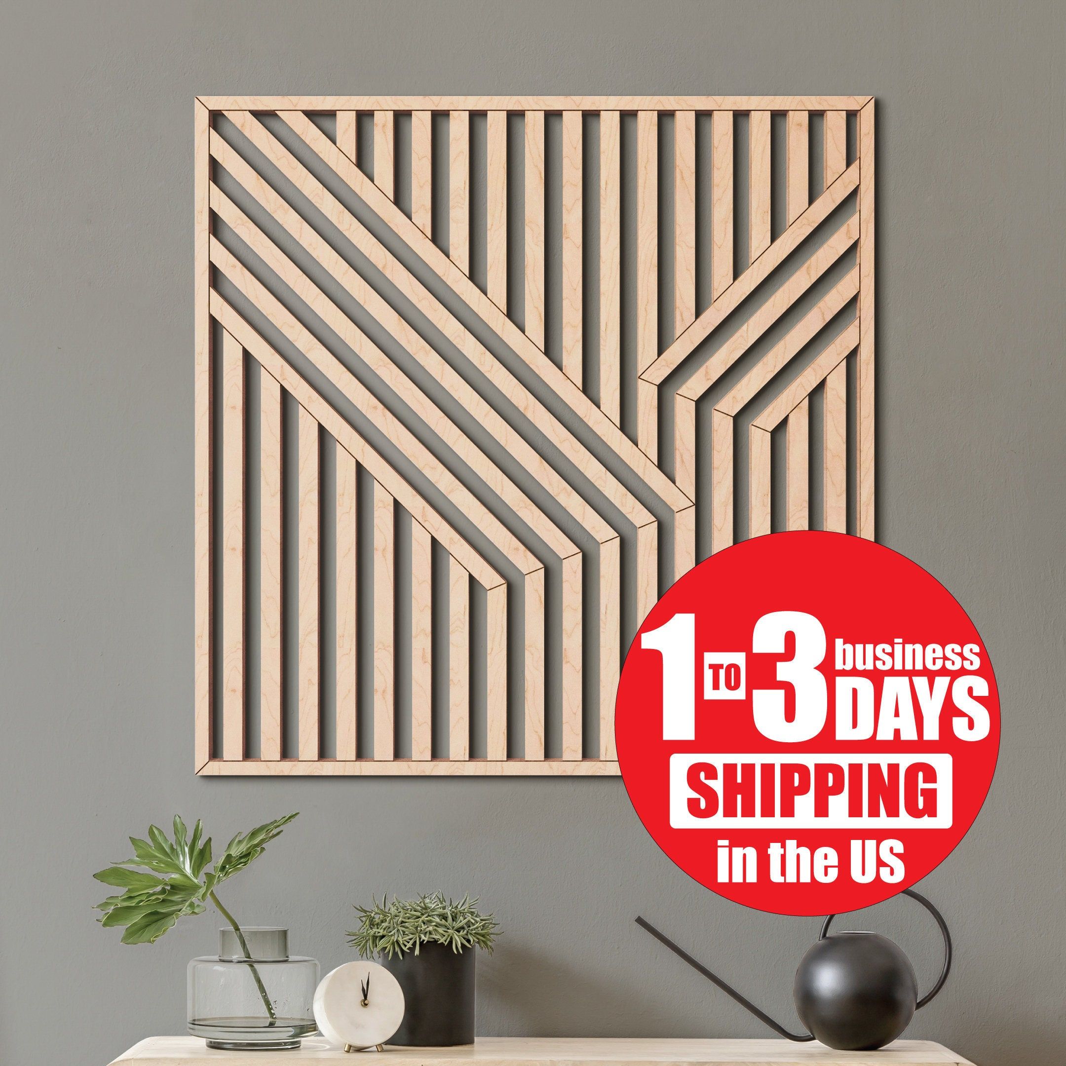 Abstract Wood Wall Art Modern Geometric Wooden Wall Hanging – Etsy India Inside Abstract Modern Wood Wall Art (View 14 of 15)