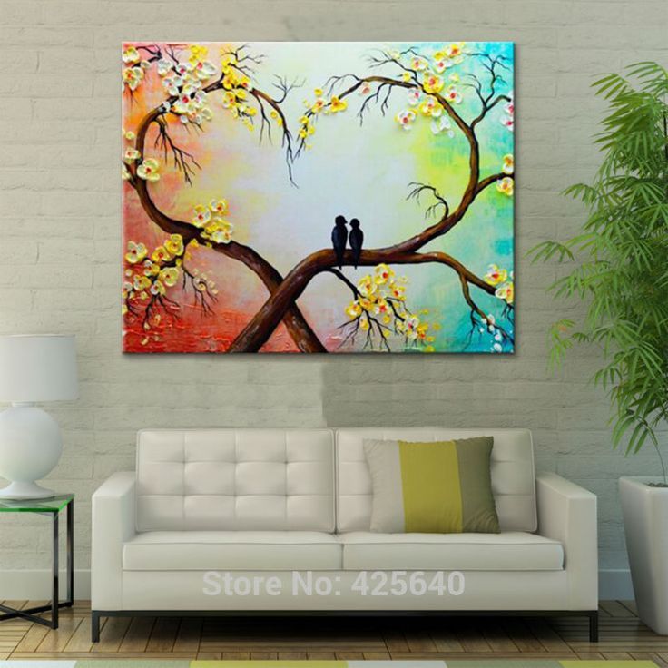 Aliexpress : Buy 3D Palette Knife Texture Flower Hand Painted Canvas  Oil Painting Wall Pictures For… | Love Birds Painting, Painting Canvases, Wall  Art Pictures Inside Oil Painting Wall Art (View 9 of 15)