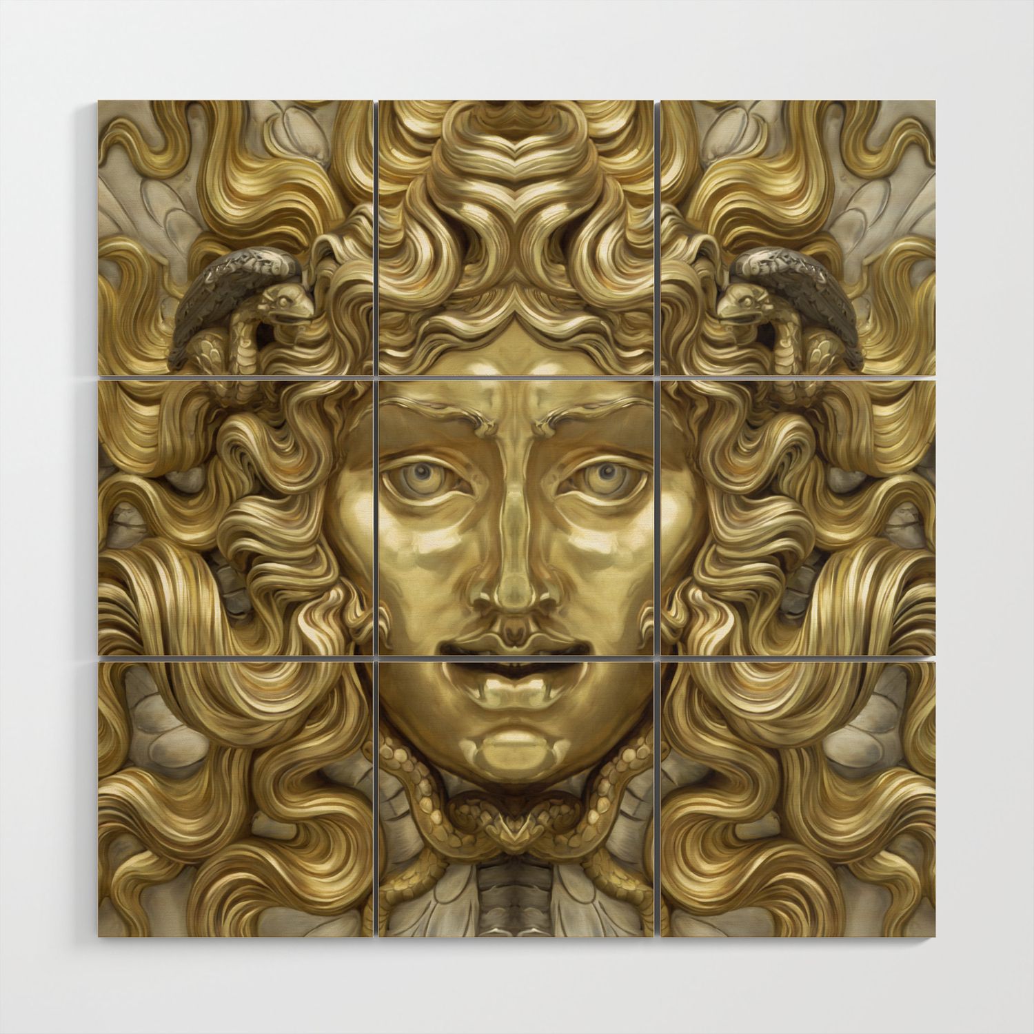 Ancient Golden And Silver Medusa Myth" Wood Wall Artmar Cantón |  Society6 With Medusa Wood Wall Art (View 3 of 15)