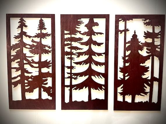 Art Mural Pine Tree Forest 3 Panneaux Disponibles En 12 – Etsy France Throughout Pine Forest Wall Art (View 7 of 15)