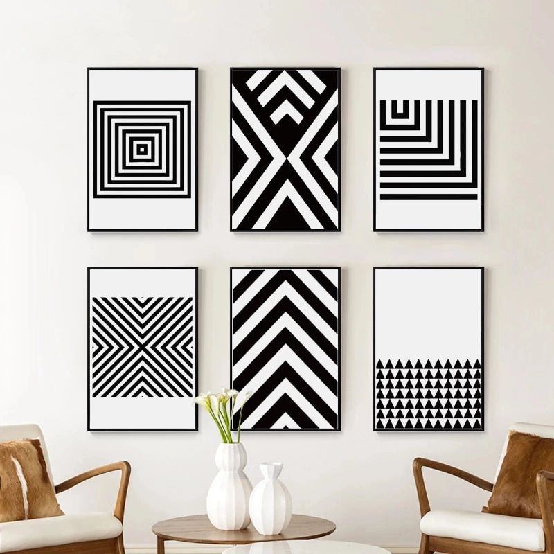 Black And White Abstract Geometric Pattern Canvas Art Painting Print Poster  Picture Wall Office Bedroom Modern Home Decor A2A3A4|Painting &  Calligraphy| – Aliexpress Regarding Abstract Pattern Wall Art (View 7 of 15)