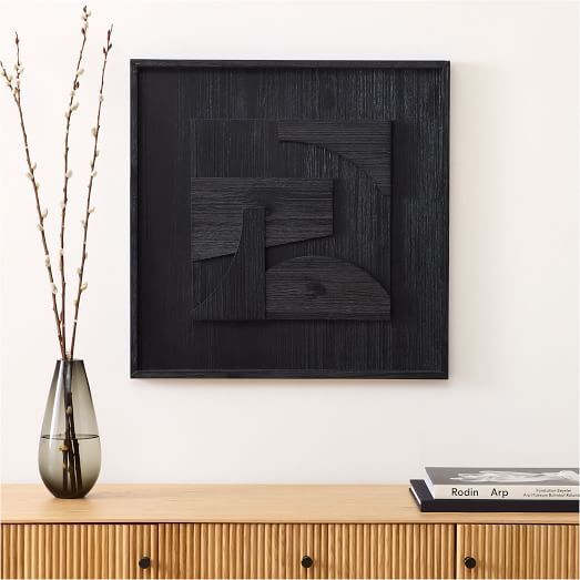 Black Dimensional Art | West Elm Pertaining To Black Wood Wall Art (View 10 of 15)