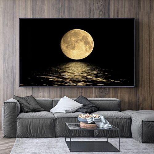 Black White Moon Canvas Painting Modern Wall Art Home Decor Posters &  Prints Art | Ebay Inside The Moon Wall Art (View 6 of 15)