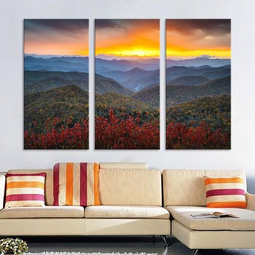 Blue Ridge Art Blue Ridge Mountains Wall Art Sunset Landscape – Etsy Throughout Sunset Landscape Wall Art (View 1 of 15)