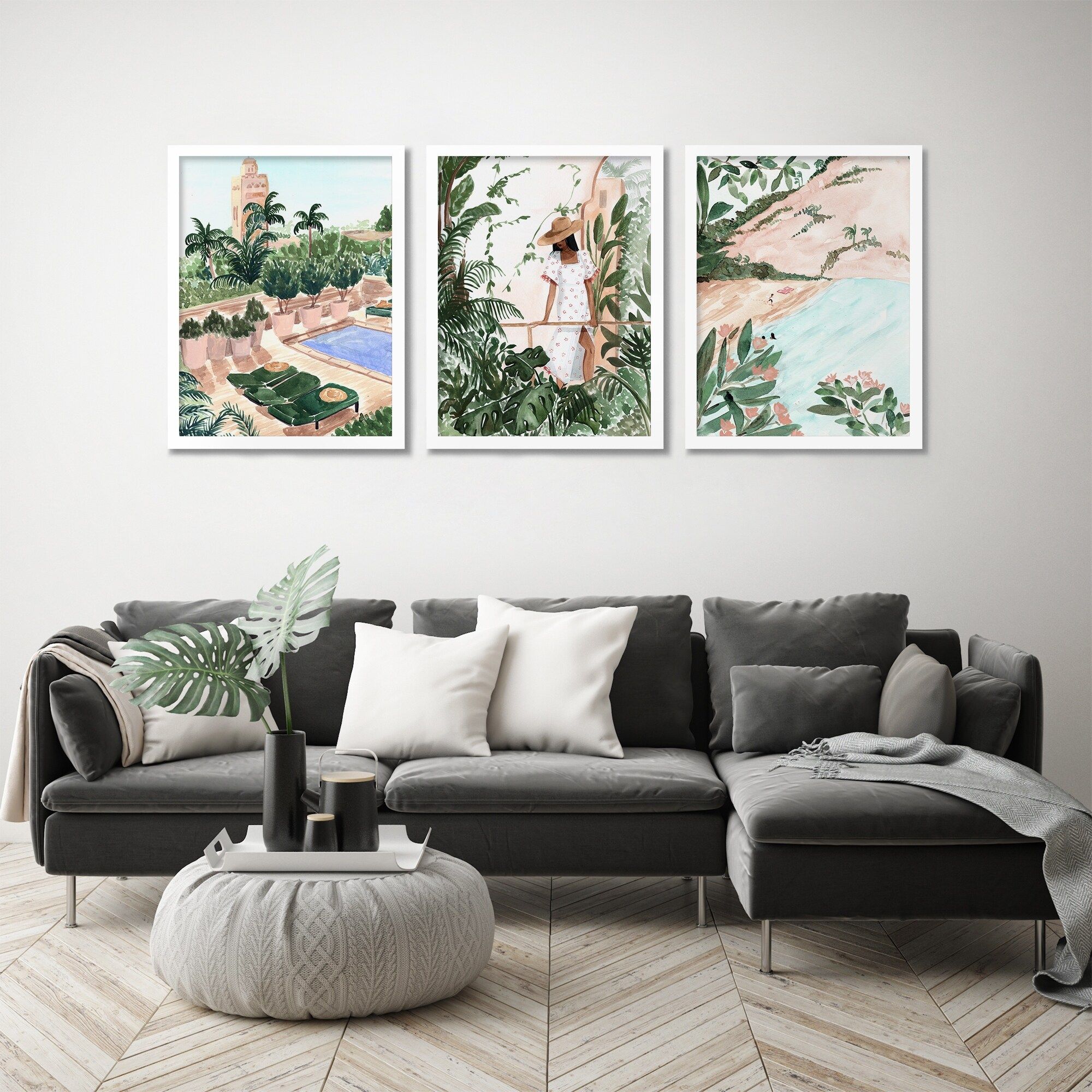 Boho Tropical Paradises Fenn 3 Piece Framed Print Wall Art Set –  Overstock – 33303620 Inside Tropical Paradise Wall Art (View 8 of 15)