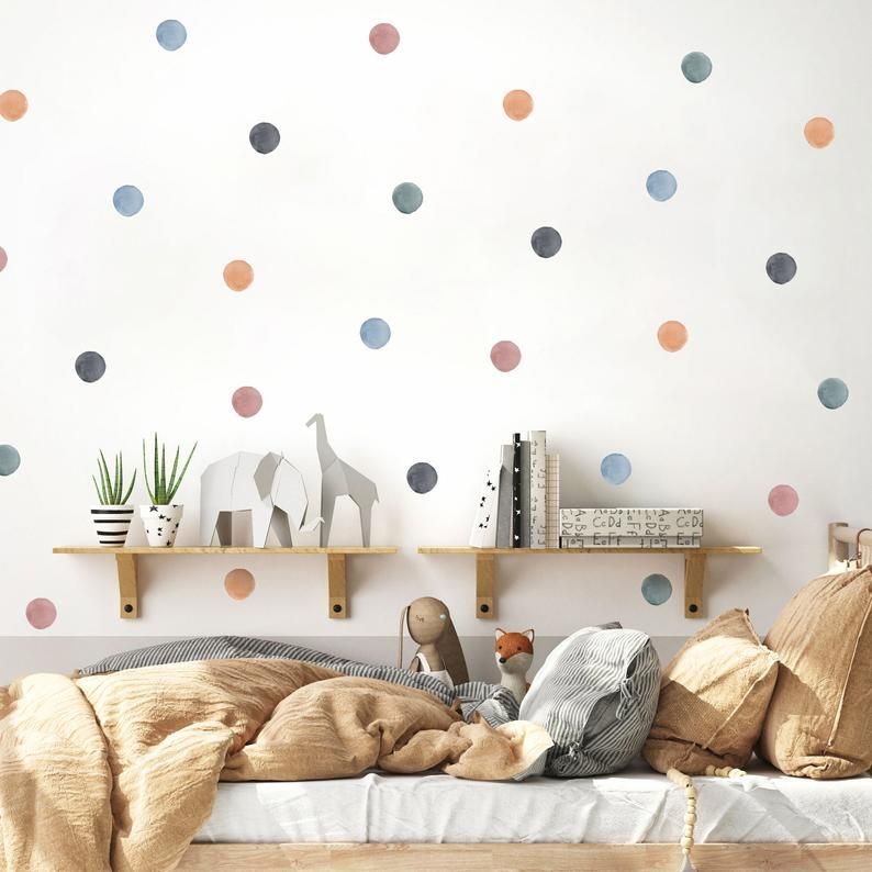 Boho Watercolour Polka Dot Wall Stickers For Kids Bedroom | Etsy | Polka Dot  Walls, Wall Stickers Kids, Kids Room Inspiration Pertaining To Dots Wall Art (View 11 of 15)