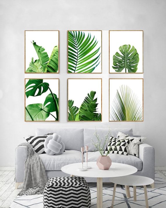 Botanical Prints Set Leaf Wall Art Tropical Leaves Green Wall – Etsy In Tropical Leaves Wall Art (View 11 of 15)