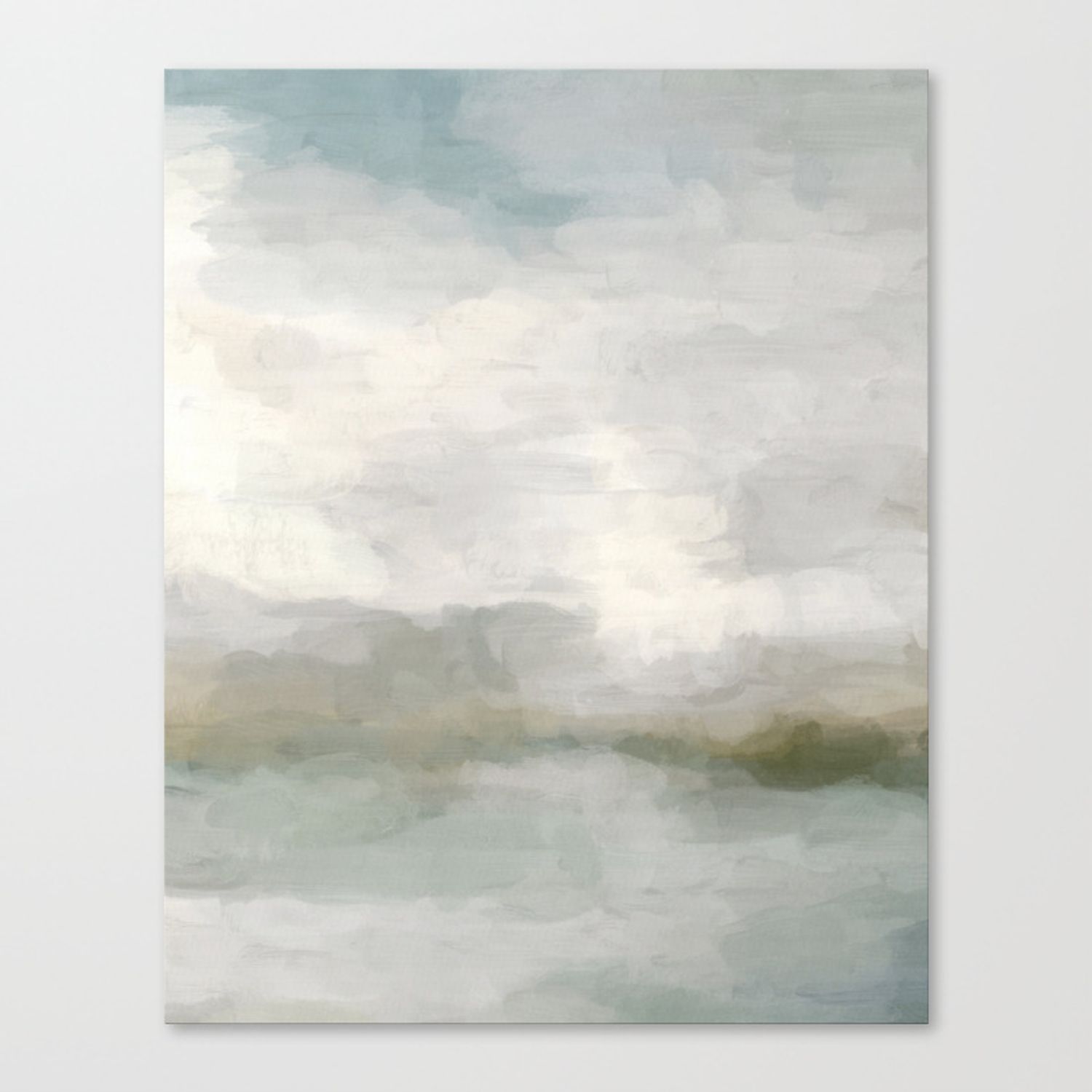 Break In The Weather Ii – Modern Abstract Painting, Light Teal, Sage Green  Gray Cloudy Weather Ocean Canvas Printrachel Elise | Society6 Throughout Light Sage Wall Art (View 14 of 15)