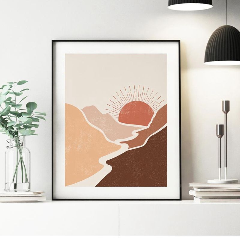 Burnt Orange Abstract Print Sun Mountains Landscape Poster Modern Boho Wall  Art Canvas Painting Nordic Picture Living Room Decor – Painting &  Calligraphy – Aliexpress Throughout Sun Abstraction Wall Art (View 5 of 15)