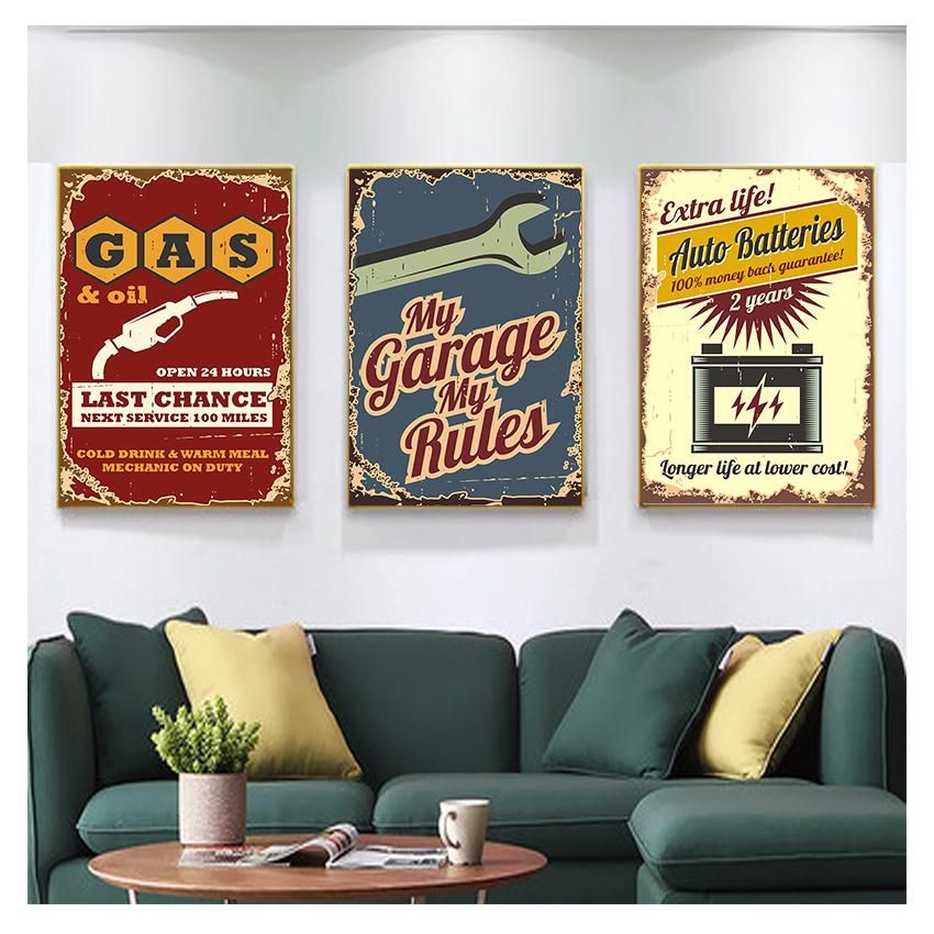 Buy And Prints Garage Retro Wall Art Canvas Painting Gas Auto Parts  Batteries Picture Wall Decor Car Service Sign Vintage Posters At Affordable  Prices — Free Shipping, Real Reviews With Photos — Joom Intended For Retro Wall Art (View 15 of 15)