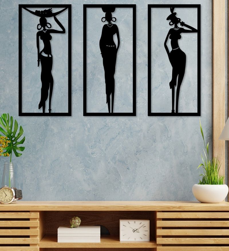 Buy Black Modern Art Lady Wooden Wall Decorart Street Online – Wooden Wall  Art – Wall Art – Home Decor – Pepperfry Product Within Modern Art Wall Art (View 15 of 15)