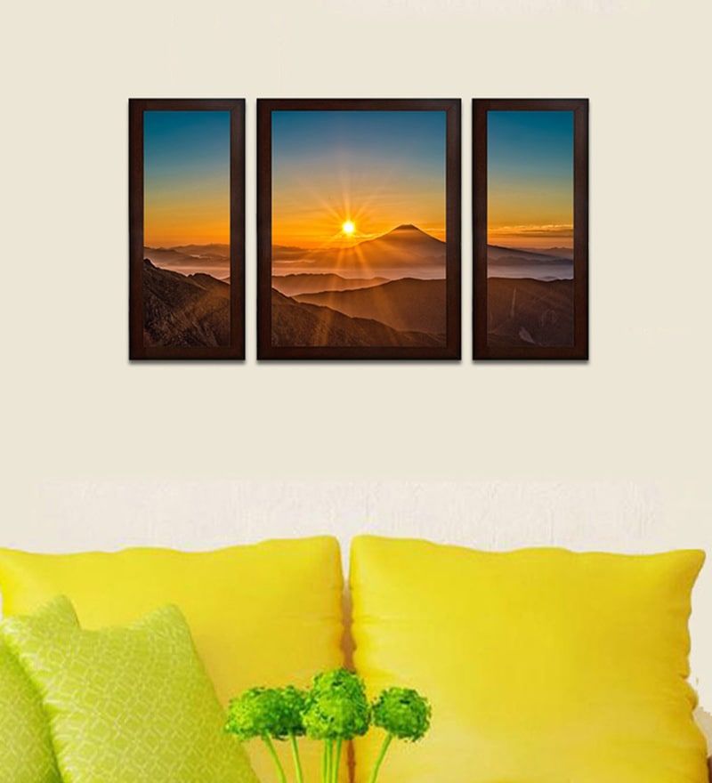 Buy Sunrise View Mdf Set Of 3 Wall Art Printwens Online – Landscape Art  Prints – Art Prints – Home Decor – Pepperfry Product With Regard To Sunrise Wall Art (View 15 of 15)