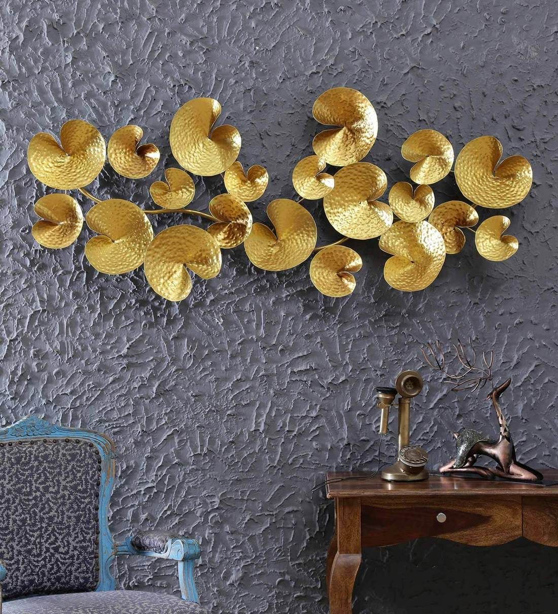 Buy Wrought Iron Abstract Wall Art In Goldmalik Design Online –  Abstract Metal Art – Metal Wall Art – Home Decor – Pepperfry Product Intended For Golden Wall Art (View 12 of 15)