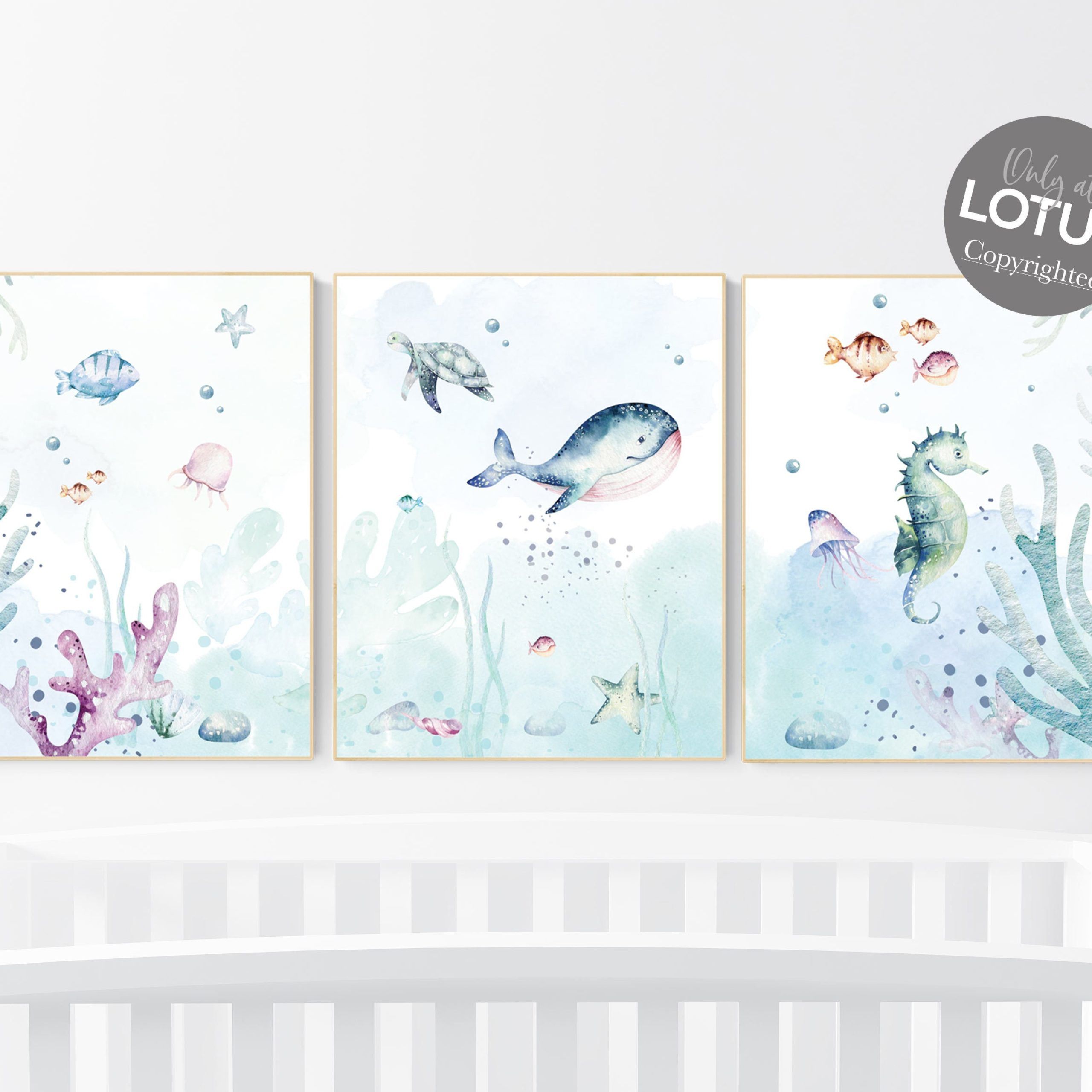 Canvas Listing: Under The Sea Wall Art Ocean Nursery Decor – Etsy Intended For The Seawall Art (View 13 of 15)