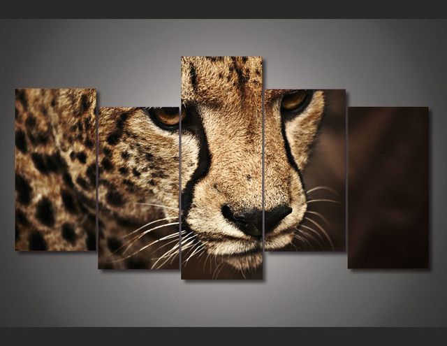 Canvas Painting New 5 Piece Animal Cheetah Picture Painting Wall Art Room  Decor Print Poster Picture Canvas Free Shipping\C 967 – Painting &  Calligraphy – Aliexpress Inside Cheetah Wall Art (View 13 of 15)