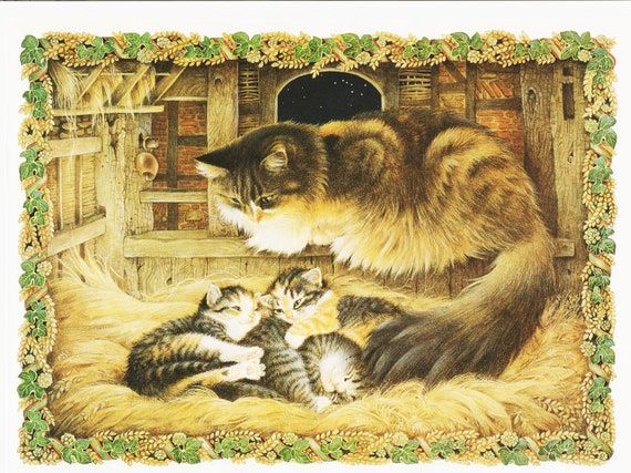 Cat Wall Art Cat Illustration Vintage Cat Picture Cats In – Etsy France In Cats Wall Art (View 4 of 15)