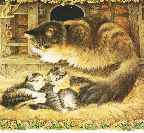 Cat Wall Art Cat Illustration Vintage Cat Picture Cats In – Etsy France Intended For Cats Wall Art (View 14 of 15)
