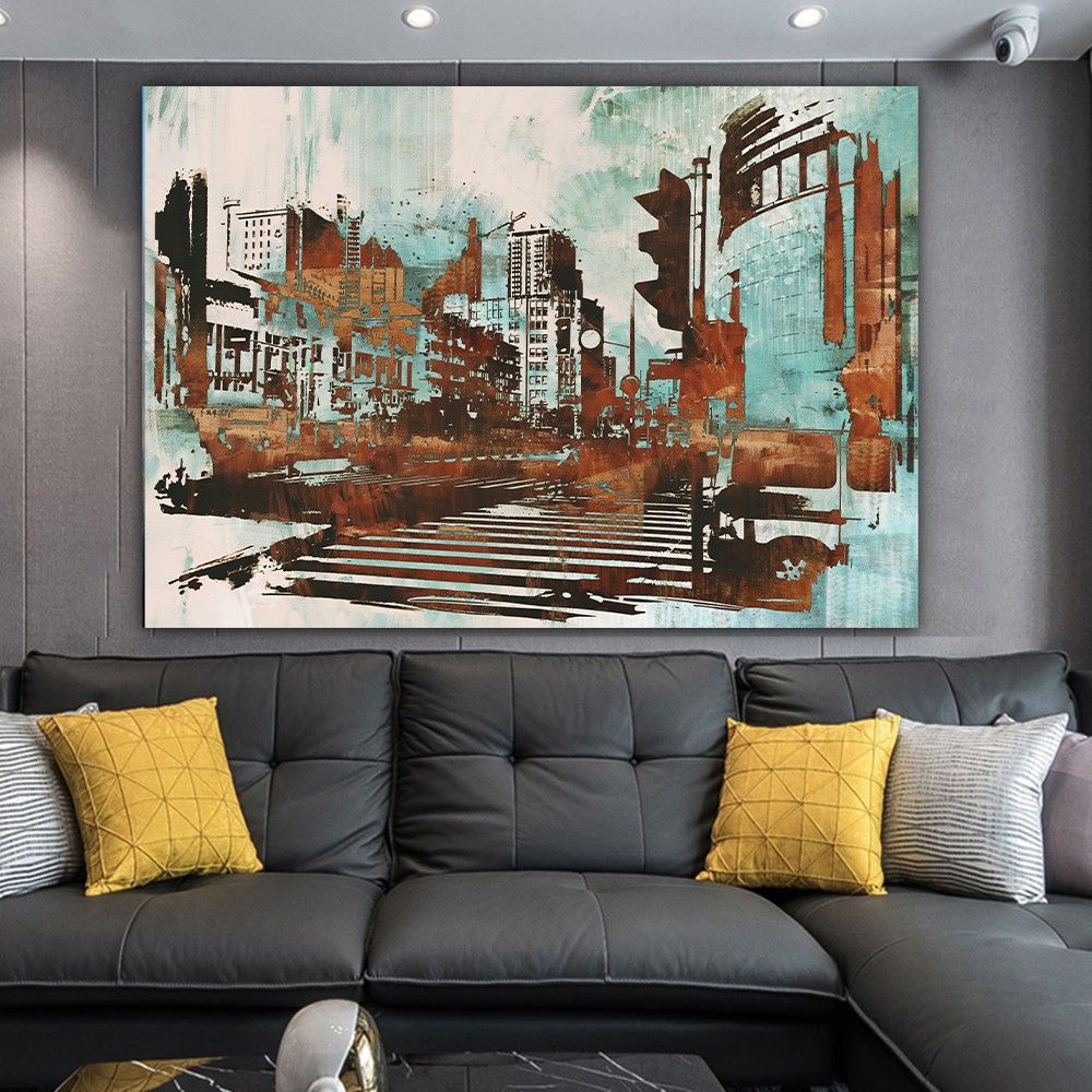 City Canvas Art, Cityscape Canvas Art, Illustration Painting, Minimalist  Canvas Print, Urban Wall Art, Rustic Home Decor, Modern City Poster In Urban Wall Art (View 8 of 15)