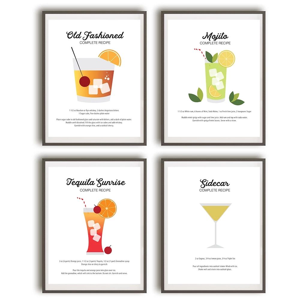 Cocktail Wall Art Prints Classic Cocktails Alcohol Poster Kitchen Wall Art  Canvas Painting Pictures Mix Drinks Gift Bar Decor – Painting & Calligraphy  – Aliexpress With Regard To Cocktails Wall Art (View 5 of 15)
