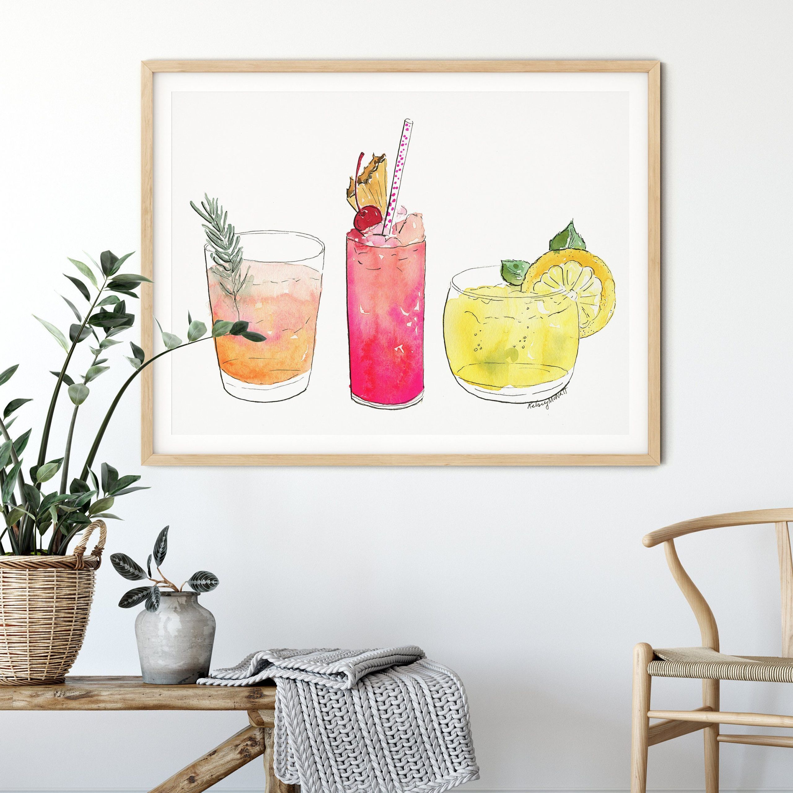 Cocktail Wall Art Summer Drink Decor Bar Cart Decor – Etsy Israel In Cocktails Wall Art (View 9 of 15)