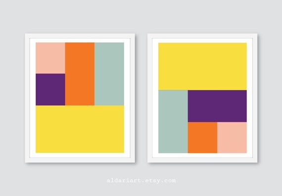 Colorblock Art Prints Geometric Art Prints Color Block Wall – Etsy France Pertaining To Color Block Wall Art (View 4 of 15)