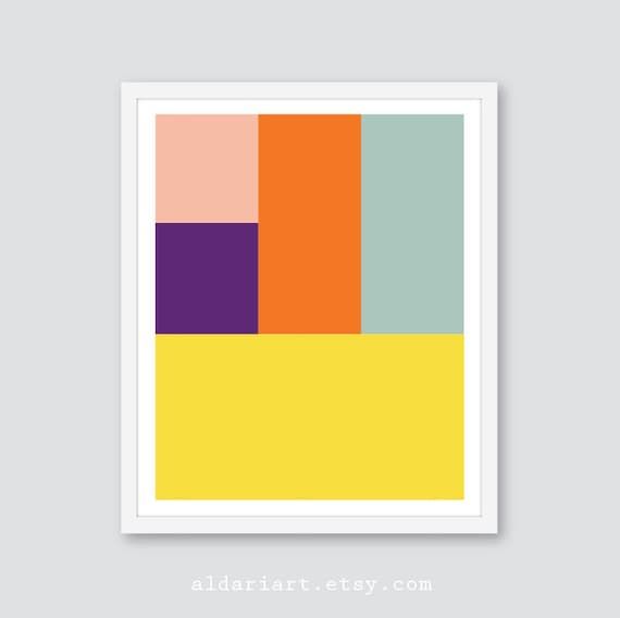 Colorblock Art Prints Geometric Prints Color Block Wall – Etsy France Pertaining To Color Block Wall Art (View 1 of 15)