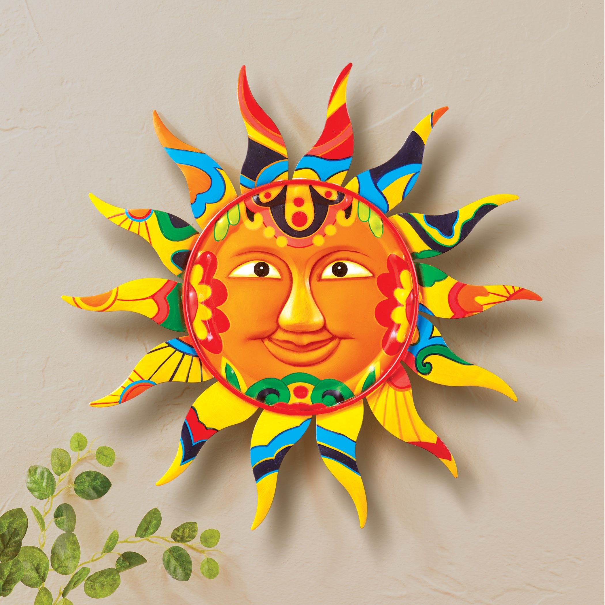 Colorful Patterned Smiling Sun Wall Decor | Collections Etc (View 10 of 15)
