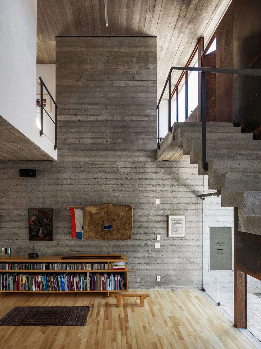Concrete Wall, Art, Wooden Flooring, Urban House In São Paulo, Brazil :  Fresh Palace Regarding Concrete And Wood Wall Art (View 12 of 15)