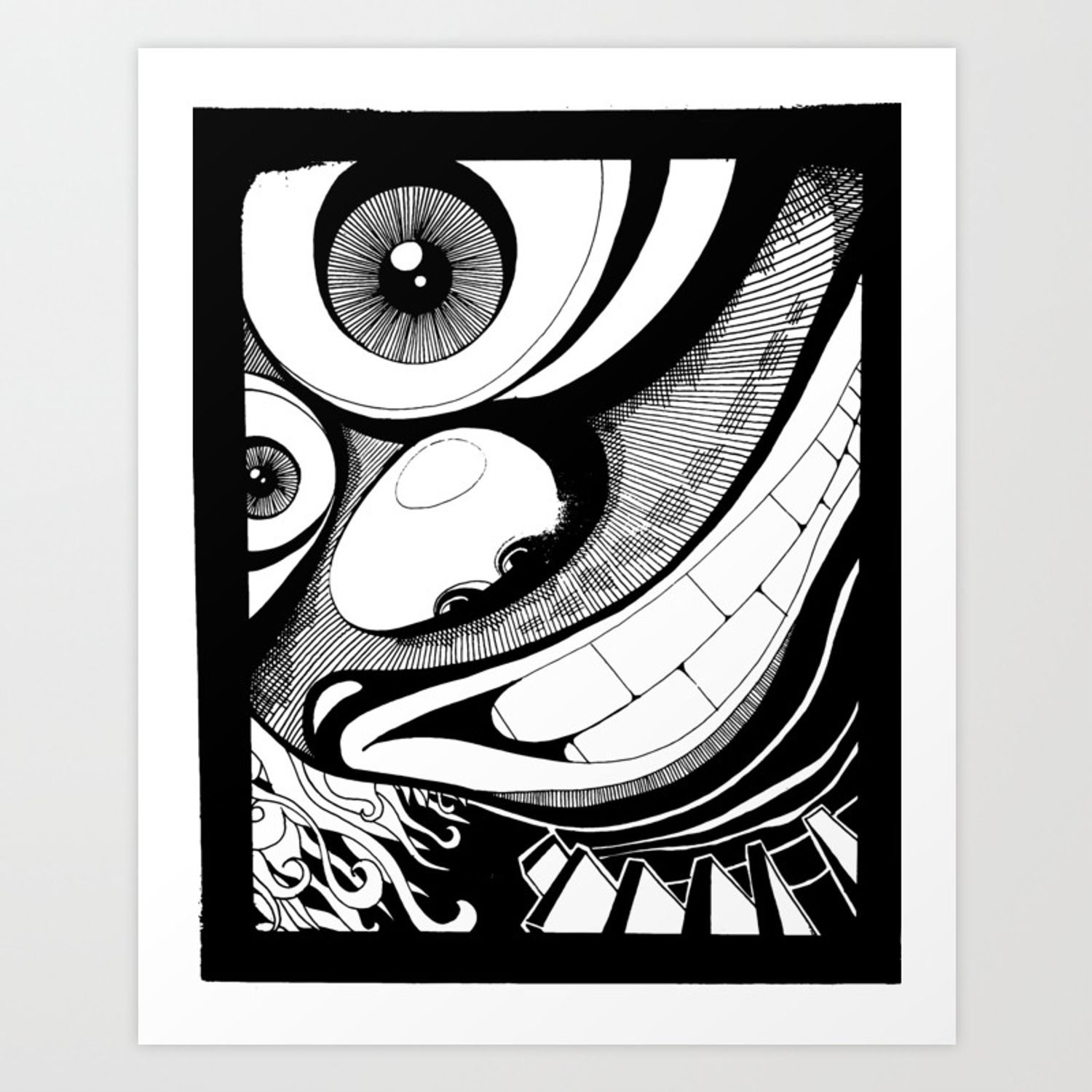 Crazy Clown Ink Art Printlost House Creations | Society6 With Regard To Ink Art Wall Art (View 6 of 15)
