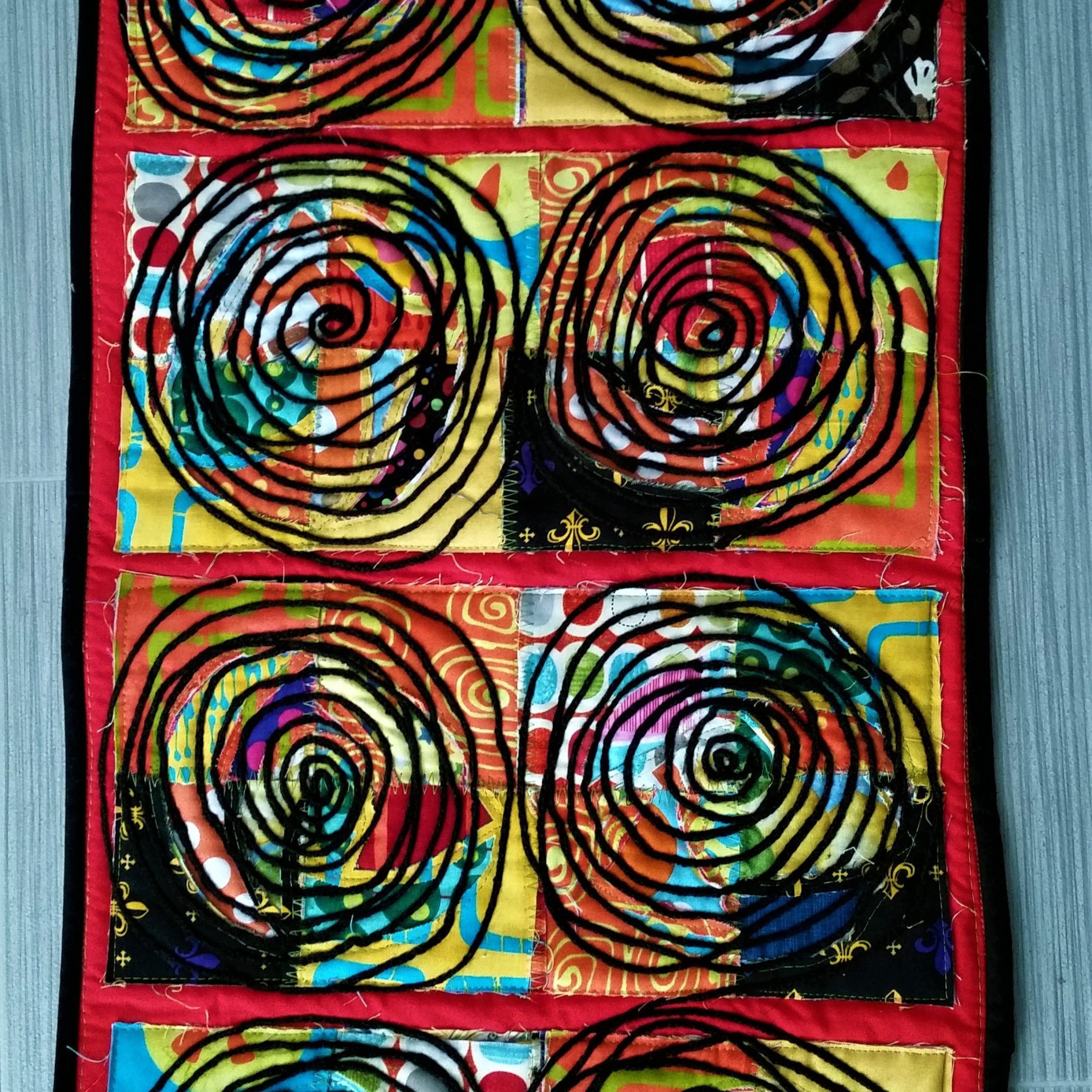 Crazy Quilt Art Quilt Circles Spiral Design Multi Color Wall – Etsy Inside Spiral Circles Wall Art (View 14 of 15)