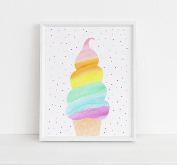 Cute Ice Cream Wall Art Ice Cream Nursery Art Girls Wall – Etsy Italia With Cream Wall Art (View 15 of 15)