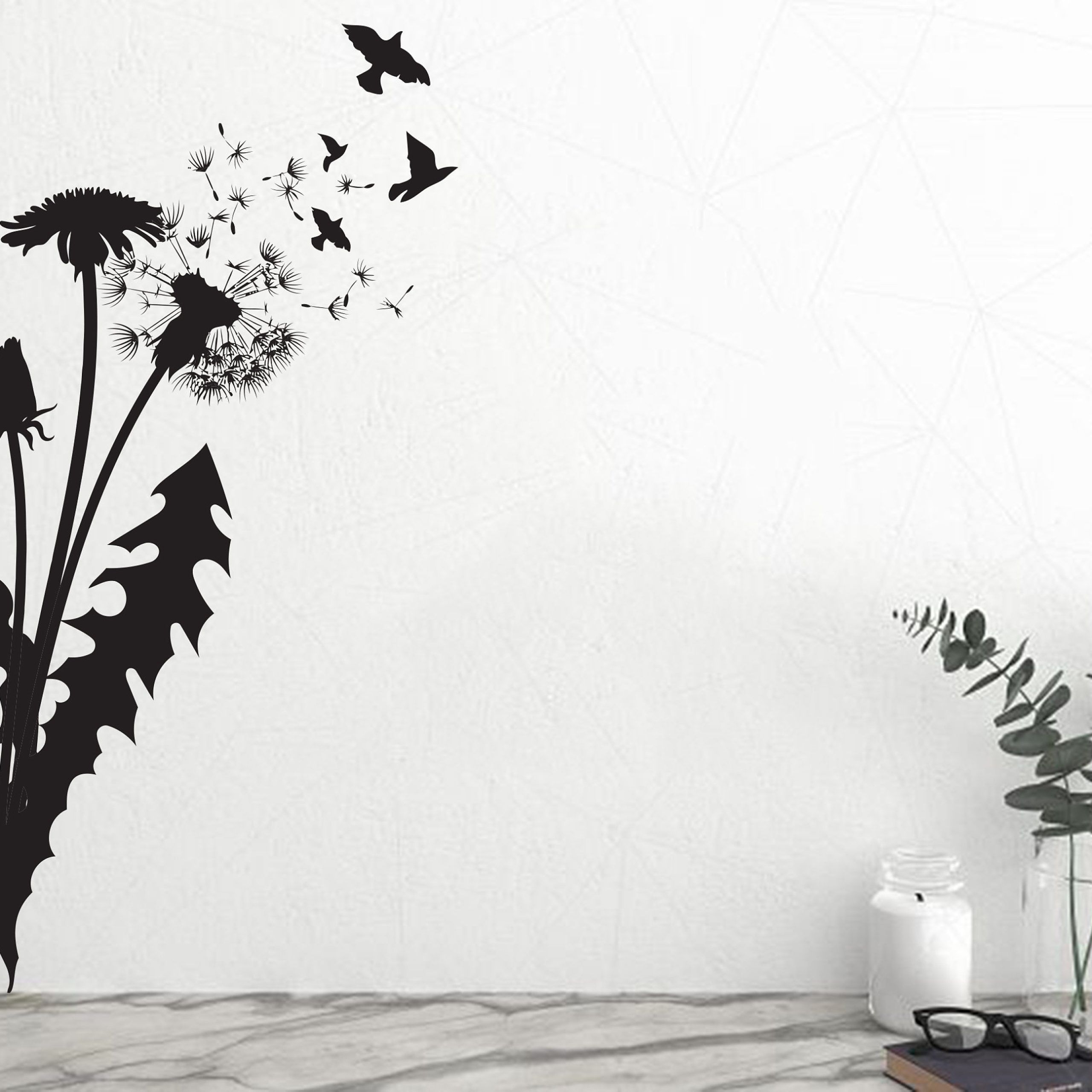 Dandelion And Flying Birds Wall Art Decor Dandelion Wall Decal – Etsy  Ireland Within Flying Dandelion Wall Art (View 8 of 15)