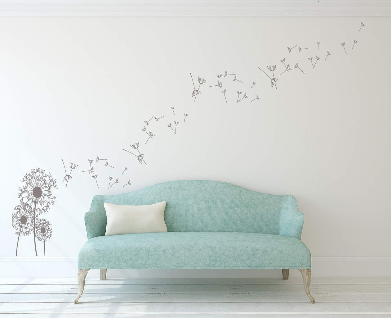 Dandelion Wall Art Decal | Dandelion Wall Decal Sticker Inside Flying Dandelion Wall Art (View 11 of 15)