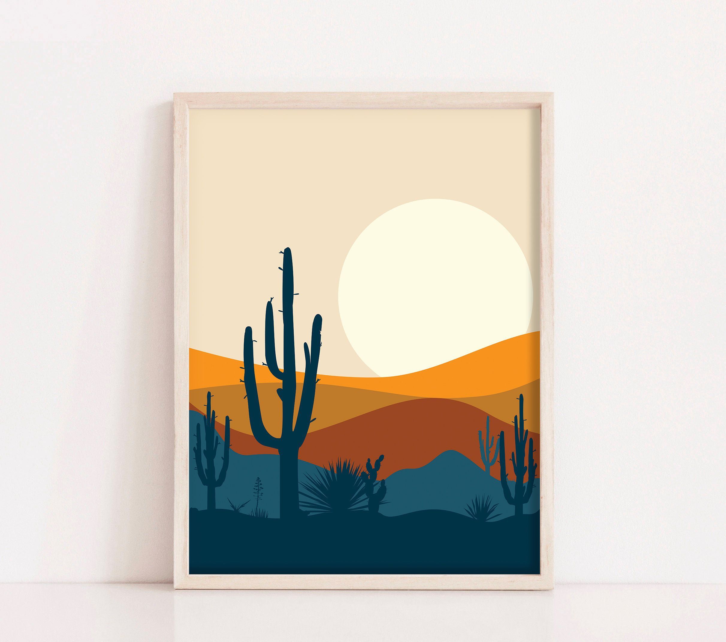 Desert Print Landscape Art Southwestern Decor Blue Orange Sun – Etsy | Desert  Art, Landscape Art, Modern Abstract Wall Art Within Sun Desert Wall Art (View 4 of 15)