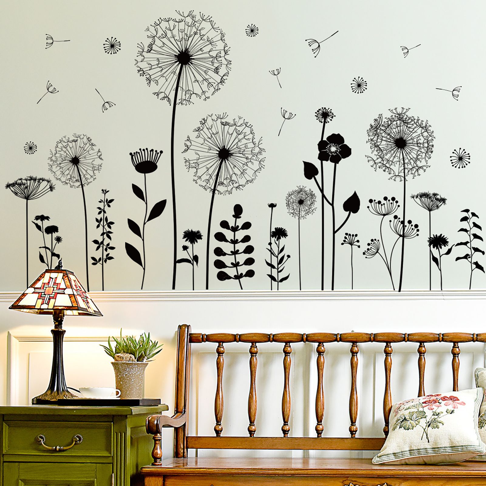 Dream Lifestyle Dandelion Wall Decals Flowers Flying Dandelion Wall  Stickers Wall Art Bedroom Decor, Murals Living Room Black Flower Floral Wall  Decals Removable Nursery Room Decoration – Walmart With Regard To Flying Dandelion Wall Art (View 6 of 15)
