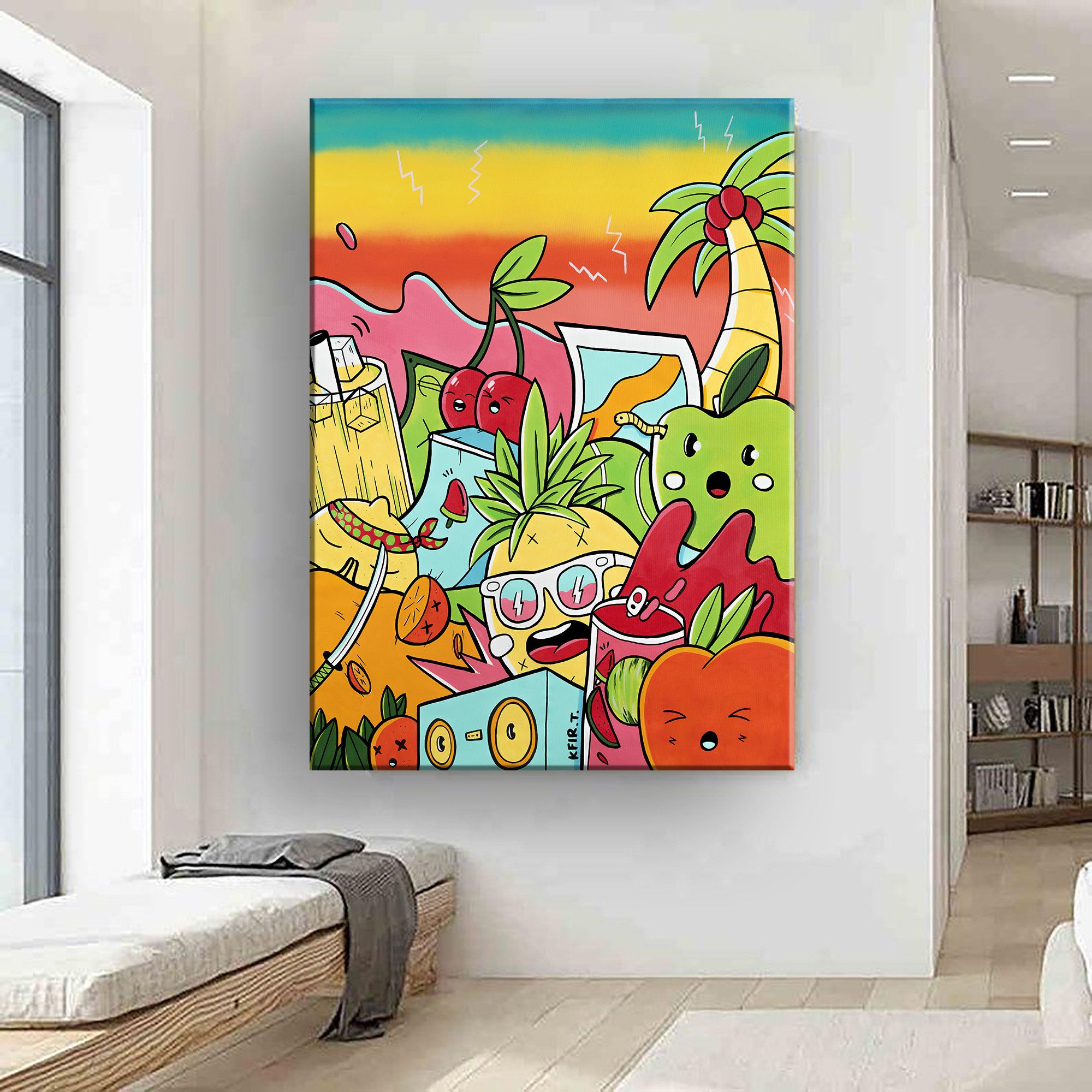 Extra Large Graffiti Style Wall Art Vertical Colorful Street – Etsy Intended For Graffiti Style Wall Art (View 1 of 15)