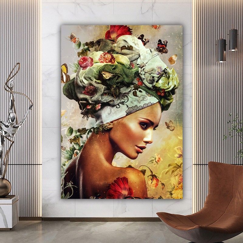 Flower Head Canvas, Elegant Woman, Fashion Woman Wall Decor, Fashion Art,  Peony Flowers Wall Art, Floral Woman Print, For Elegant Wall Art (View 13 of 15)