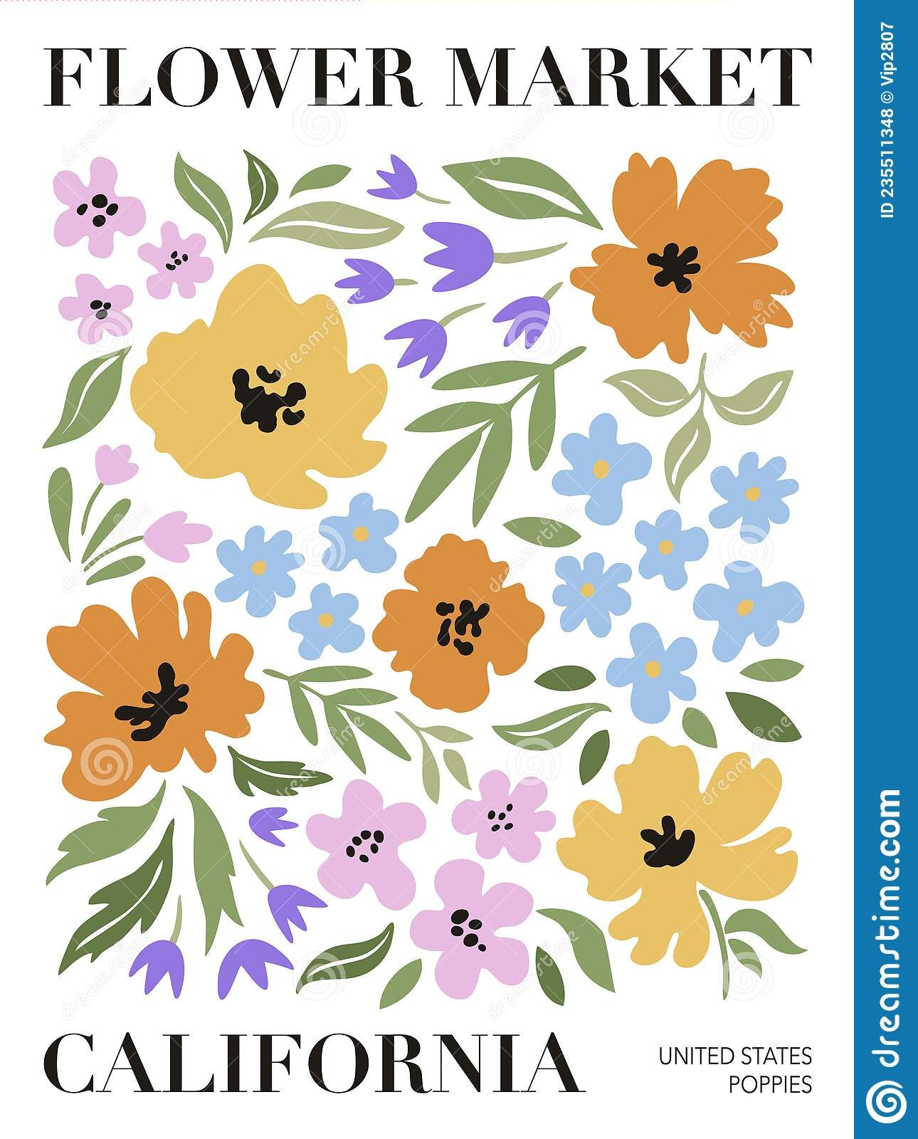 Flower Market Poster With Meadow Flowers. Printable Wall Art. Vector  Illustration (View 7 of 15)