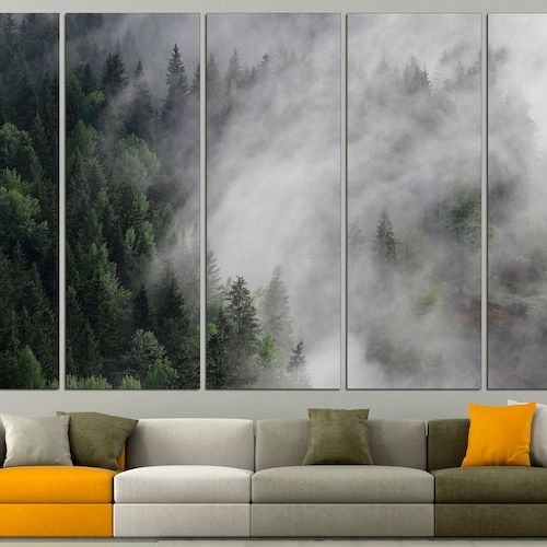 Fog Wall Art Foggy Forest Art Forest Wall Art Fog Wall Decor – Etsy For Mountains In The Fog Wall Art (View 10 of 15)