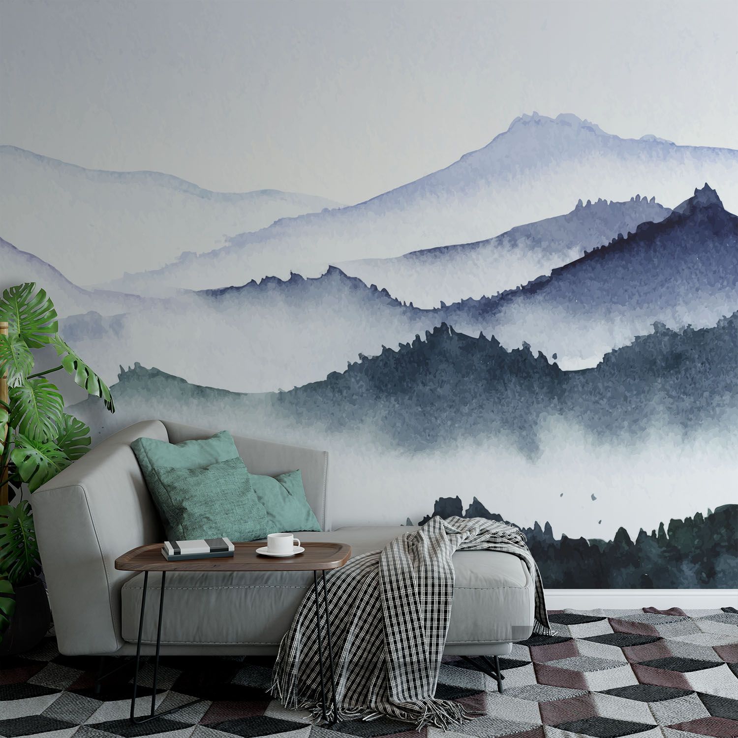 Fogs Between Mountains – Wall Mural, Pvc Free Wall Covering – Wall Murals,  Wall Paper Decor, Home Decor – Bestofbharat Pertaining To Mountains In The Fog Wall Art (View 11 of 15)