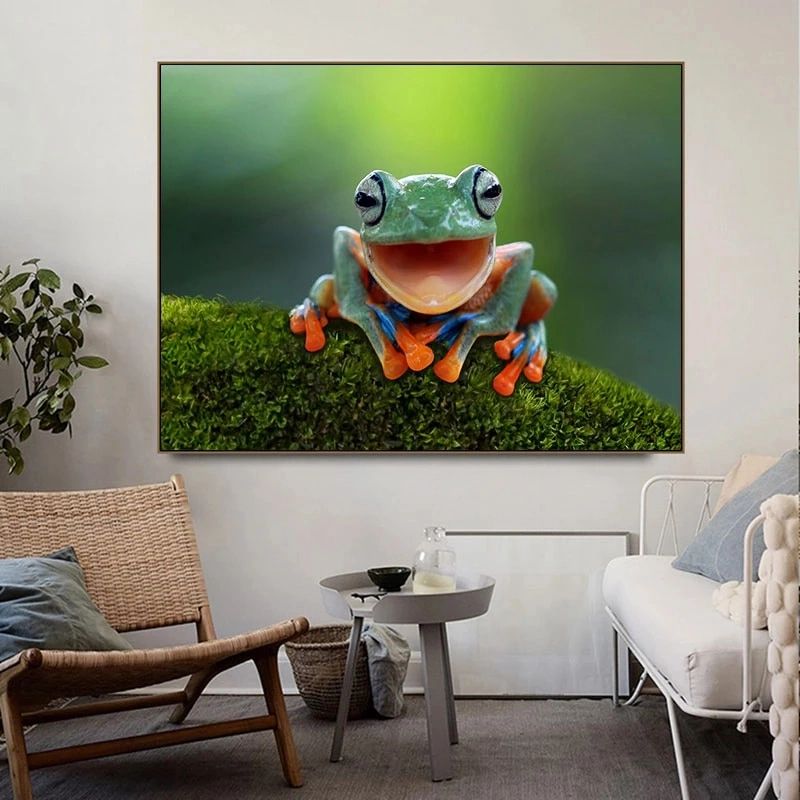 Funny Frog Wall Art Pictures Smile Frogs Painting On Canvas Leaves Animal  Posters And Prints For Living Room Home Decor Cuadros – Painting &  Calligraphy – Aliexpress With Regard To Frog Wall Art (View 5 of 15)