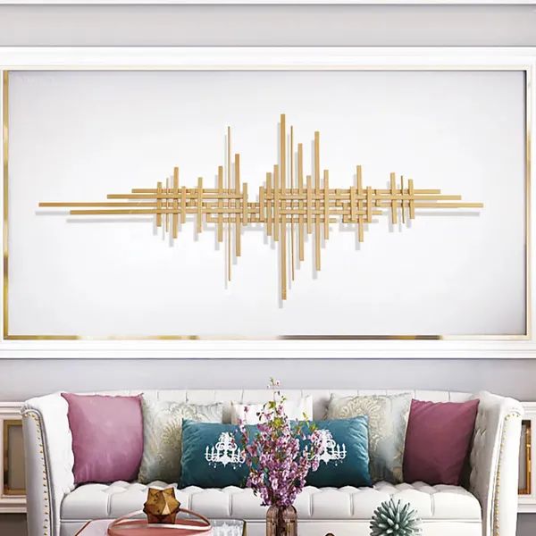 Geometric Modern Gold Lines Metal Wall Decor Home Hanging Accent Homary With Regard To Lines Wall Art (View 5 of 15)