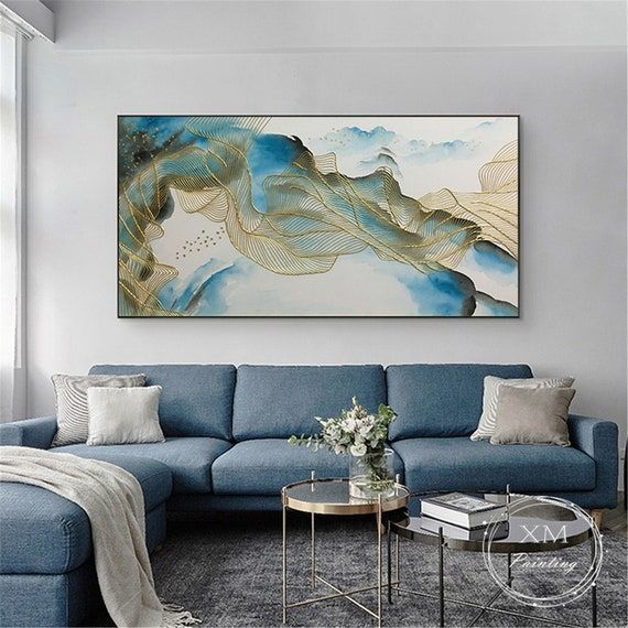 Gold Art Abstract Painting On Canvas Wall Art Framed For – Etsy Regarding Abstract Flow Wall Art (View 6 of 15)