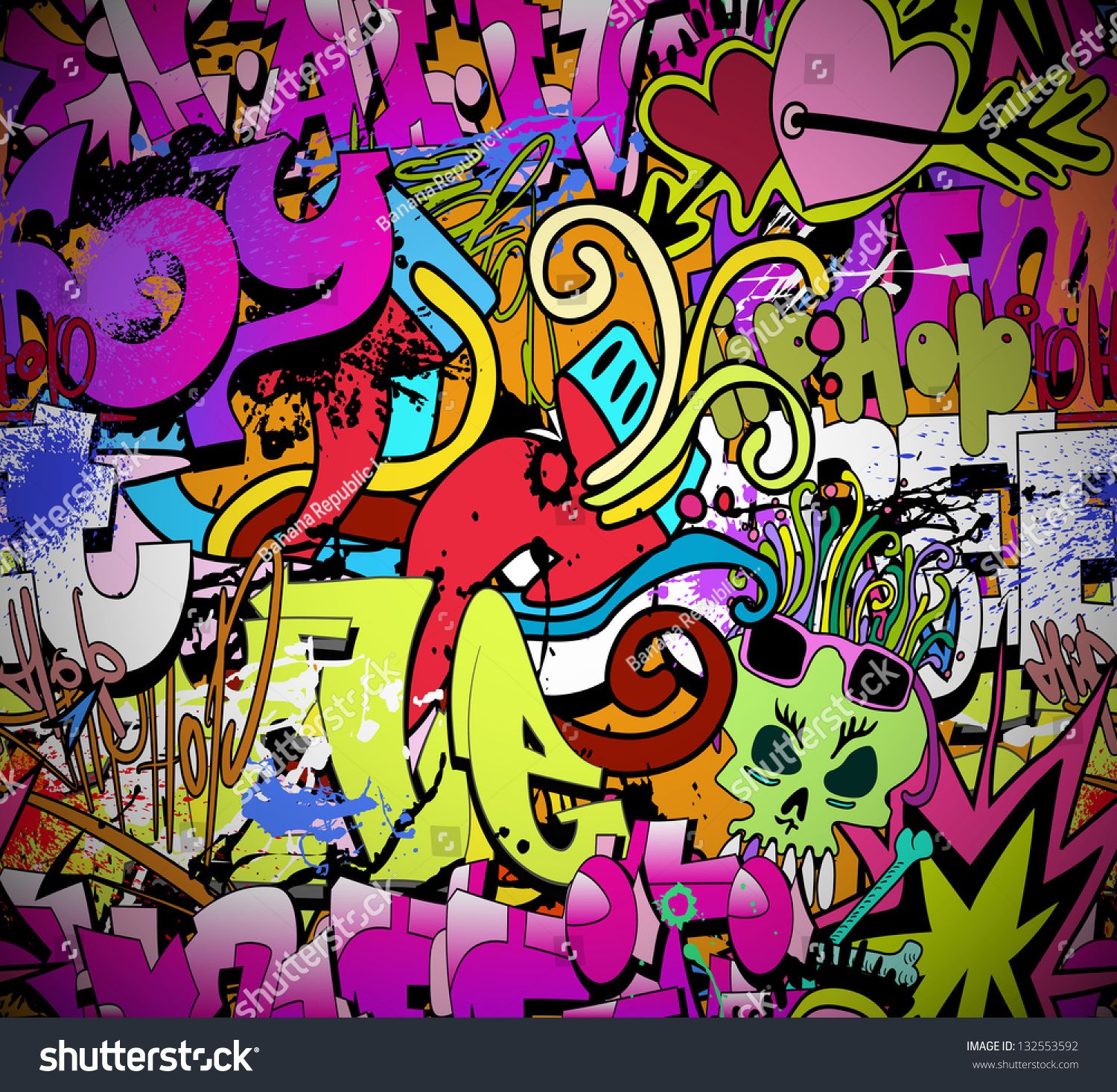 Graffiti Wall Art Background Hiphop Style Stock Illustration 132553610 |  Shutterstock Throughout Hip Hop Design Wall Art (View 6 of 15)