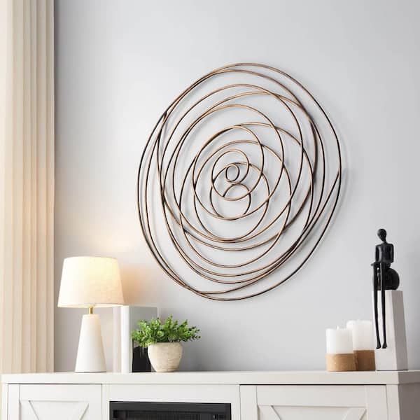 Grand Gold Spiral Abstract Metal Wall Decor 11187 – The Home Depot With Regard To Spiral Circles Wall Art (View 7 of 15)